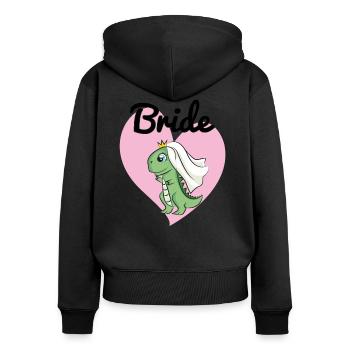 Mariée pour être Dino Dinosaurs JGA mariage mariage - Sweat à capuche zippé Premium bio Femme - noir - Dos - Julia (174cm)