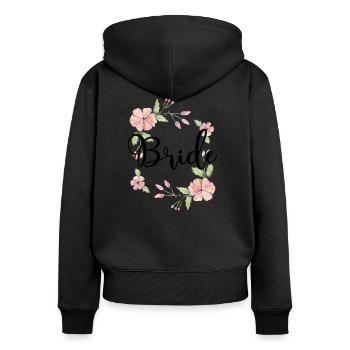 Mariée mariée pour être couronne de fleurs fleurs engagement JGA - Sweat à capuche zippé Premium bio Femme - noir - Dos - Julia (174cm)