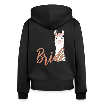 Mariée pour être mariée Alpaga Lama Alpaka JGA Party - Sweat à capuche zippé Premium bio Femme - noir - Dos - Julia (174cm)