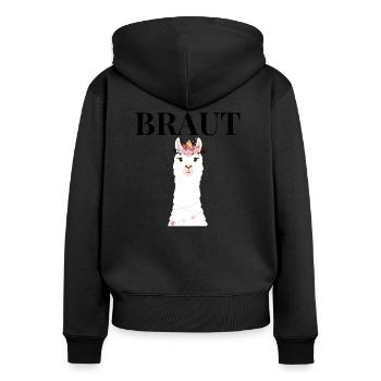 Bride to be Braut Alpaca Lama Alpaka JGA Party - Frauen Premium Bio Zip Hoodie - Schwarz - Hinten - Julia (174cm)