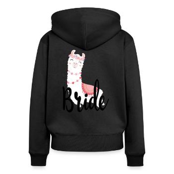 Mariée pour être mariée Alpaga Lama Alpaka JGA Party - Sweat à capuche zippé Premium bio Femme - noir - Dos - Julia (174cm)