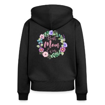 Meilleure maman de tous les temps - Meilleur cadeau de maman jamais - Sweat à capuche zippé Premium bio Femme - noir - Dos - Julia (174cm)