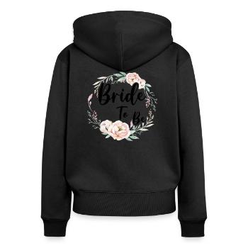 Braut Bride to be Blumenkranz Blumen Verlobung JGA - Frauen Premium Bio Zip Hoodie - Schwarz - Hinten - Julia (174cm)
