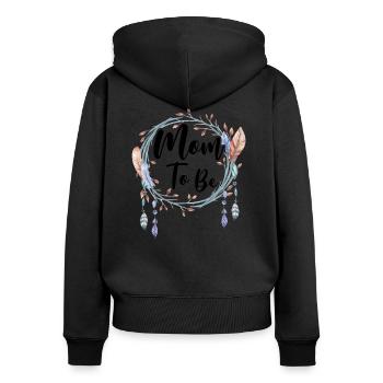 Mom to be Boho Mommy Mama Schwanger Baby Party - Frauen Premium Bio Zip Hoodie - Schwarz - Hinten - Julia (174cm)