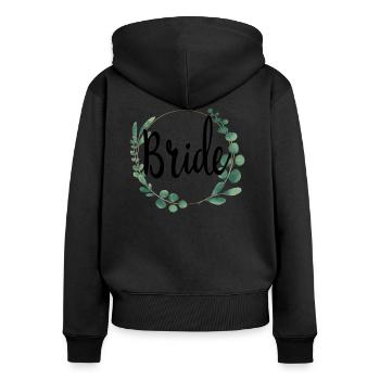 Mariée mariée pour être couronne de fleurs fleurs engagement JGA - Sweat à capuche zippé Premium bio Femme - noir - Dos - Julia (174cm)