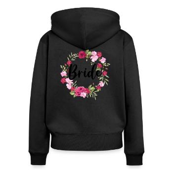 Bride To Be Bridal Flower Wreath Flowers Engagement JGA - Women's Premium Organic Zip Hoodie - black - Back - Julia (174cm)
