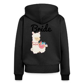 Mariée à être mariée alpaga lama alpaga - Sweat à capuche zippé Premium bio Femme - noir - Dos - Julia (174cm)