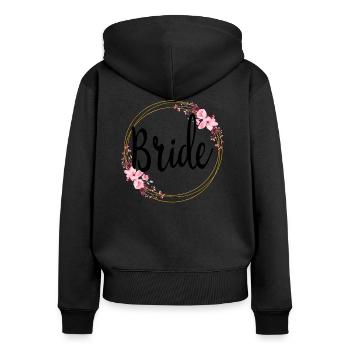 Bride To Be Bridal Flower Wreath Flowers Engagement JGA - Women's Premium Organic Zip Hoodie - black - Back - Julia (174cm)