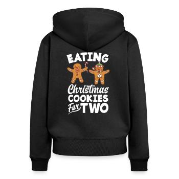 Lustige Schwangerschafts Schwanger Weihnachten - Frauen Premium Bio Zip Hoodie - Schwarz - Hinten - Julia (174cm)
