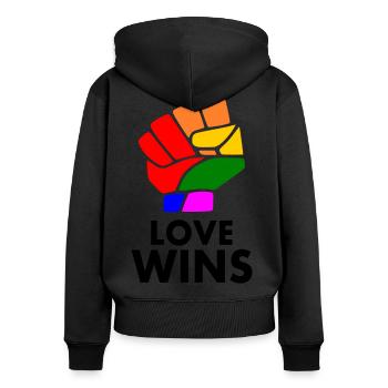Love wins - Women's Premium Organic Zip Hoodie - black - Back - Julia (174cm)