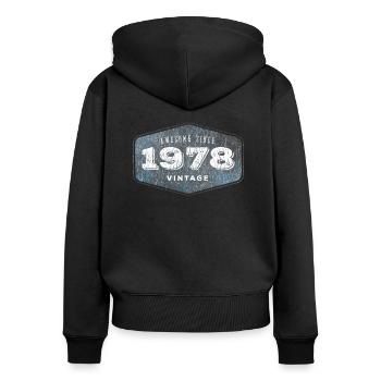 Awesome since 1978 - Women's Premium Organic Zip Hoodie - black - Back - Julia (174cm)