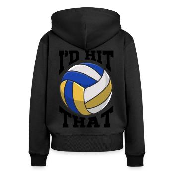 Volleyball Beachvolleyball Hallenvolleyball Mittel - Frauen Premium Bio Zip Hoodie - Schwarz - Hinten - Julia (174cm)