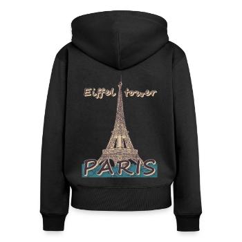 Eiffel Tower in Paris France Parisian souvenir - Women's Premium Organic Zip Hoodie - black - Back - Julia (174cm)