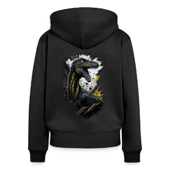 Velociraptor - Frauen Premium Bio Zip Hoodie - Schwarz - Hinten - Julia (174cm)