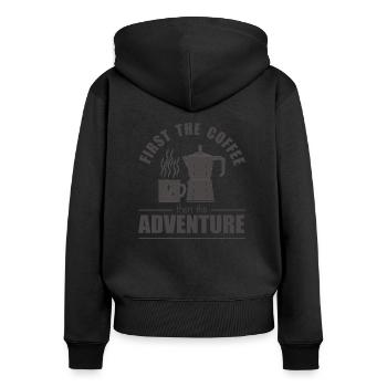 Camping coffee hiking mountains - Women's Premium Organic Zip Hoodie - black - Back - Julia (174cm)