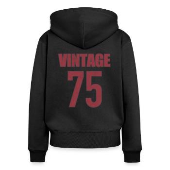 millésime 1975 - Sweat à capuche zippé Premium bio Femme - noir - Dos - Julia (174cm)