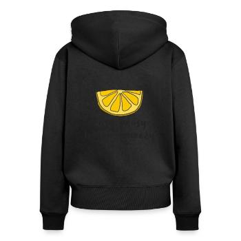 Lemon Zitrone Easy peasy lemon squeezy - Frauen Premium Bio Zip Hoodie - Schwarz - Hinten - Julia (174cm)