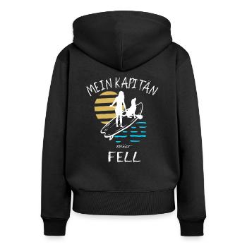 SUP mit Hund - Kapitän Stand up Paddle Geschenk - Frauen Premium Bio Zip Hoodie - Schwarz - Hinten - Julia (174cm)