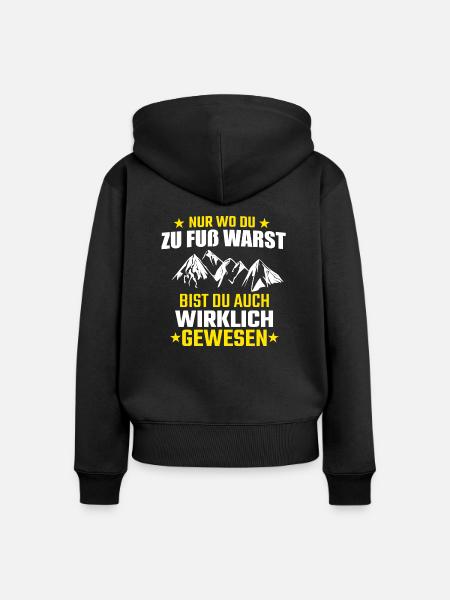 Wandern Spazieren Berge Geschenk - Frauen Premium Bio Zip Hoodie - Schwarz