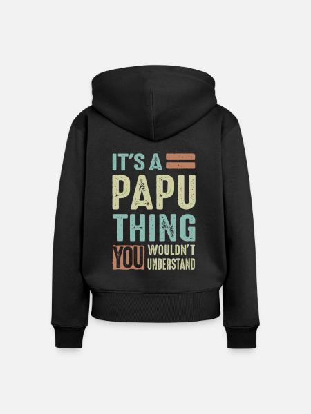 Es ist eine Papu-Sache - Frauen Premium Bio Zip Hoodie - Schwarz