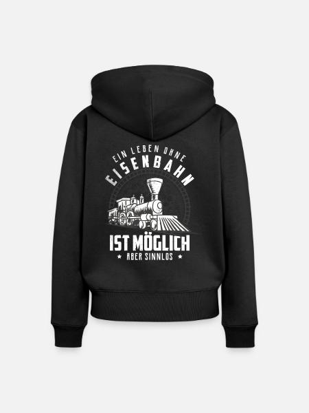 Zug - Frauen Premium Bio Zip Hoodie - Schwarz