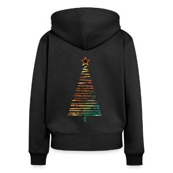 christmas Tree - Frauen Premium Bio Zip Hoodie - Schwarz - Hinten - Julia (174cm)