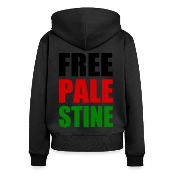 Free palestine - Frauen Premium Bio Zip Hoodie - Schwarz - Hinten - Julia (174cm)