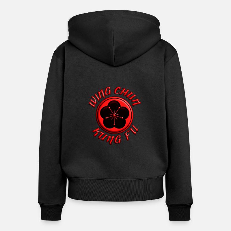 Wing Chun Kung Fu - Sweat à capuche zippé Premium bio Femme - noir