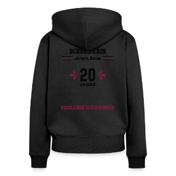 Schneiderin 20 Jahre Jubiläum 20. Jubi Schneiderei - Frauen Premium Bio Zip Hoodie - Schwarz - Hinten - Julia (174cm)