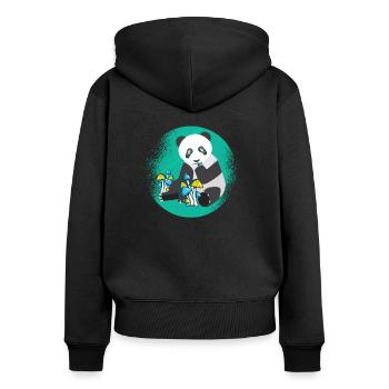 Psytrance Pilz Psychedelic Techno Musik Shirt - Frauen Premium Bio Zip Hoodie - Schwarz - Hinten - Julia (174cm)