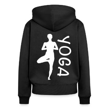 Yoga exercise for a workout - Women's Premium Organic Zip Hoodie - black - Back - Julia (174cm)