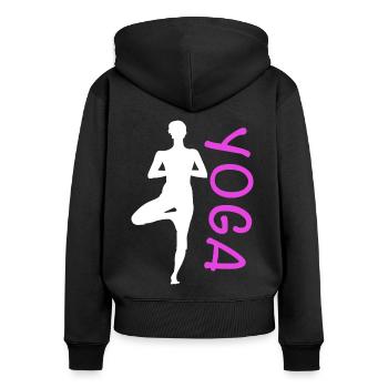Yoga exercise for a workout - Women's Premium Organic Zip Hoodie - black - Back - Julia (174cm)