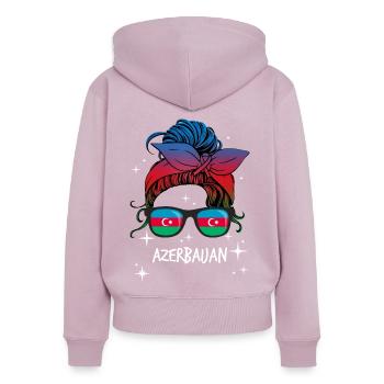 Aserbaidschan - Frauen Premium Bio Zip Hoodie - Altrosa - Hinten - Julia (174cm)