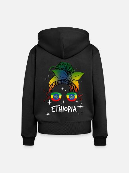 Äthiopien - Frauen Premium Bio Zip Hoodie - Schwarz