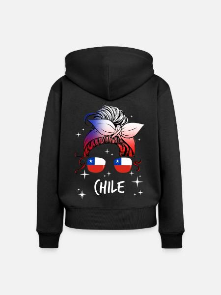 Chile - Frauen Premium Bio Zip Hoodie - Schwarz