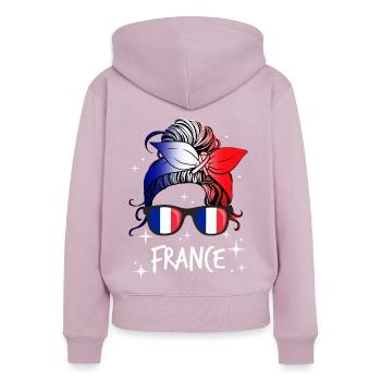 France - Women's Premium Organic Zip Hoodie - dusky pink - Back - Julia (174cm)