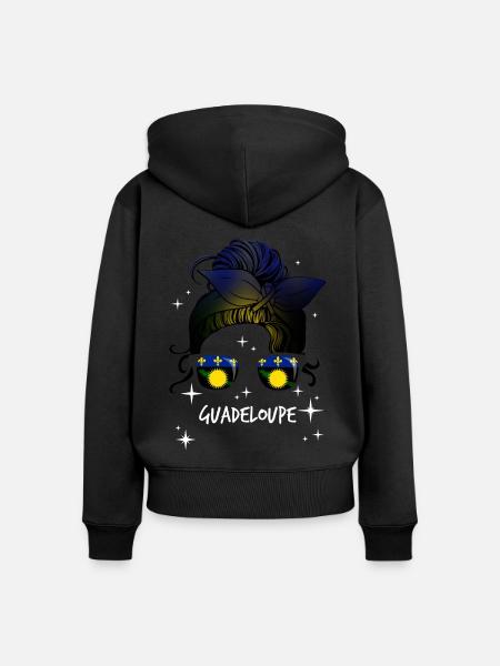 Guadeloupe - Frauen Premium Bio Zip Hoodie - Schwarz