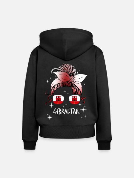 Gibraltar - Frauen Premium Bio Zip Hoodie - Schwarz