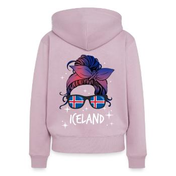 Island - Frauen Premium Bio Zip Hoodie - Altrosa - Hinten - Julia (174cm)