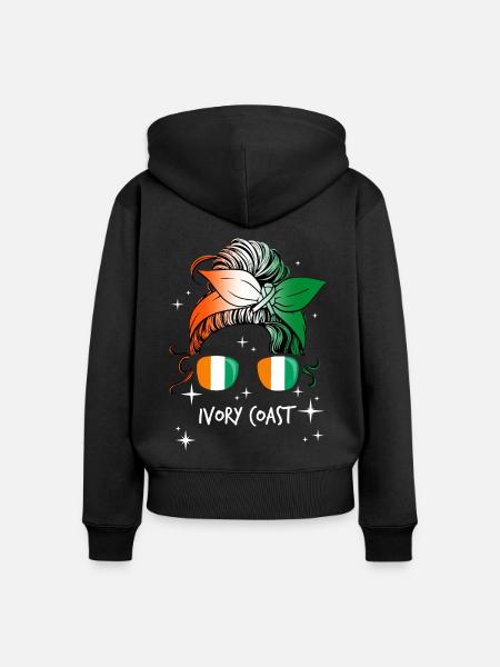 Elfenbeinküste - Frauen Premium Bio Zip Hoodie - Schwarz