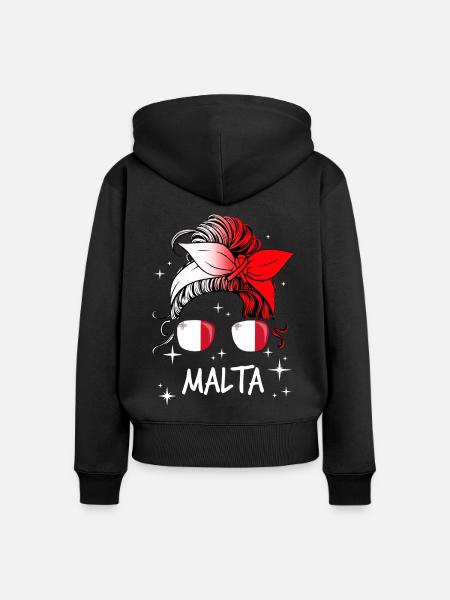 Malta - Frauen Premium Bio Zip Hoodie - Schwarz