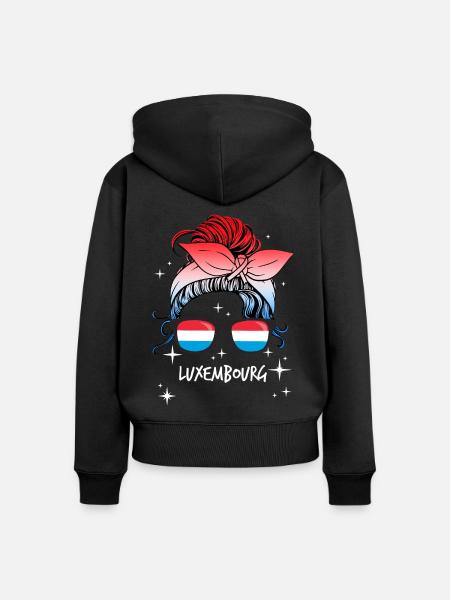 Luxemburg - Frauen Premium Bio Zip Hoodie - Schwarz