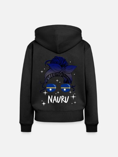 Nauru - Frauen Premium Bio Zip Hoodie - Schwarz