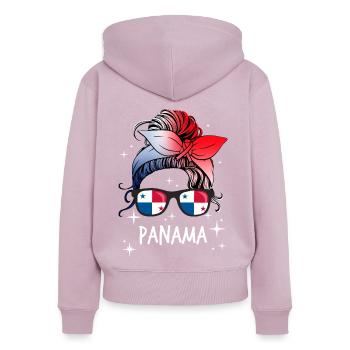 Panama - Women's Premium Organic Zip Hoodie - dusky pink - Back - Julia (174cm)