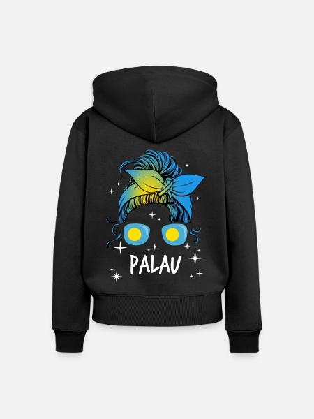 Palau - Frauen Premium Bio Zip Hoodie - Schwarz