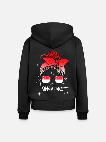 Singapur - Frauen Premium Bio Zip Hoodie - Schwarz