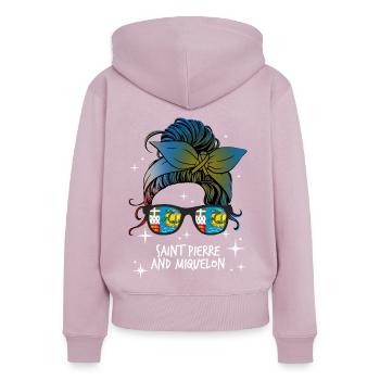 St. Pierre und Miquelon - Frauen Premium Bio Zip Hoodie - Altrosa - Hinten - Julia (174cm)