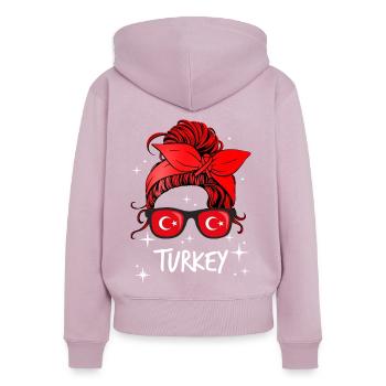 Türkei - Frauen Premium Bio Zip Hoodie - Altrosa - Hinten - Julia (174cm)