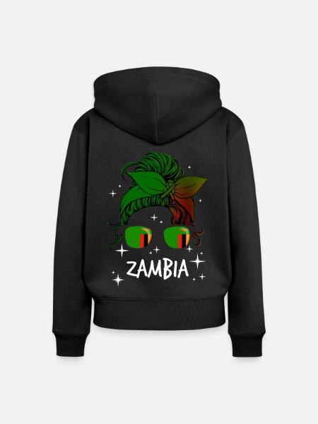 Sambia - Frauen Premium Bio Zip Hoodie - Schwarz
