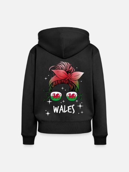 Wales - Frauen Premium Bio Zip Hoodie - Schwarz